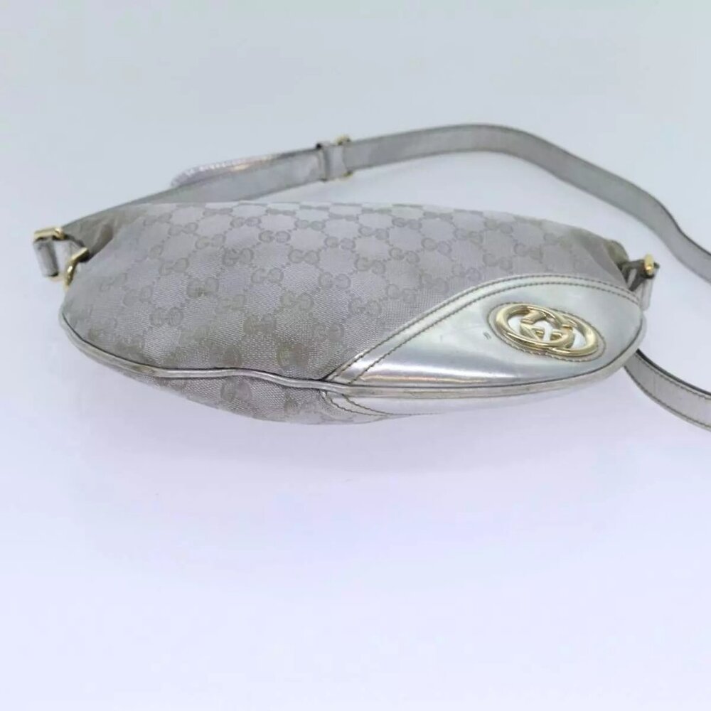 GUCCI GG Canvas Shoulder Bag Silver Auth 71301 - Picture 6 of 16